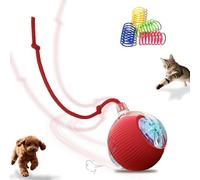 Petayouj Interactive Cat Toys Ball - 2025 New Gen with 360° Auto-Rotation Smart Obstacle Avoidance & Auto Wake-Up,Includes 1 Speedy Tail 2.0 Ropes, Ideal Kitten Toys for Bored Indoor Cats (Red)