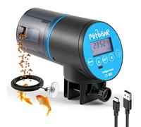 Petbank USB Charger Automatic Fish Feeder - Large-Capacity Lithium Battery for Aquarium Fish Tank with LCD Display, Food Dispenser (Blue)