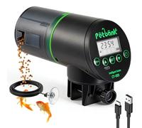 Petbank USB Charger Automatic Fish Feeder - Large-Capacity Lithium Battery for Aquarium Fish Tank with LCD Display, Food Dispenser (Black)