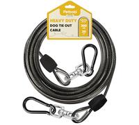 Petbobi Heavy-Duty Dog Tie-Out Cable - 20FT Extra Strong Wire Cable for Large Pets Up to 300Lbs, Rust Proof Dog Leash with Carrying Handle, Pet Leads for Yard Camping Outside, Black