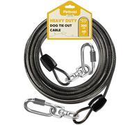 Petbobi Heavy-Duty Dog Tie-Out Cable - 40FT Extra Strong Wire Cable for Large Pets Up to 300Lbs, Rust Proof Dogs Leash with Carabiners and 360° Swivel, Pet Leads for Yard Camping Outside, Black