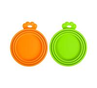 PetBonus 2 Packs Silicone Pet Can Cover Lids, Universal Size for Dog Cat Food, 1 fit 3 Standard Size Can Tops, BPA Free Dishwasher Safe (Orange, Green)