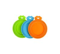 PetBonus 3 Packs Silicone Pet Can Cover Lids, Universal Size for Dog Cat Food, 1 fit 3 Standard Size Can Tops, BPA Free Dishwasher Safe (Blue, Green, Orange)