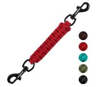 PetBonus Dog Collar Safety Clip, Handmade Backup Safety Strap for Dog Harness, Double Ended Clasp Leash Connector (Red)