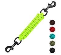 PetBonus Dog Collar Safety Clip, Handmade Backup Safety Strap for Dog Harness, Double Ended Clasp Leash Connector (Neon Green)