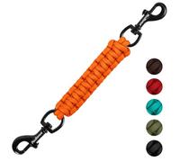 PetBonus Dog Collar Safety Clip, Handmade Backup Safety Strap for Dog Harness, Double Ended Clasp Leash Connector (Orange)