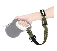 PetBonus Dog Lead Wrist Strap, Safety Strap for Retractable Lead, Lockable Reflective Short Dog Walking Leash with Adjustable Soft Padded Handle, Extra Layer Security for Pet Stroller (Army Green)