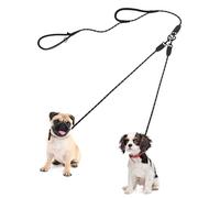 PetBonus Rope Double Dog Lead, No Tangle Dual Lead, Reflective Walking Training Leash with Two Comfortable Padded Handles, Lead Coupler for Small Medium Dogs (5-25 kg, Black)