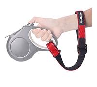 PetBonus Short Dog Lead, Safety Wrist Strap for Retractable Dog Lead, Reflective Design and Adjustable Soft Padded Handle, Extra Layer Security for Pet Stroller (Red)