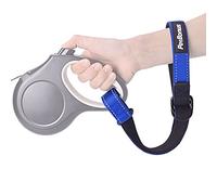 PetBonus Short Dog Lead, Safety Wrist Strap for Retractable Dog Lead, Reflective Design and Adjustable Soft Padded Handle, Extra Layer Security for Pet Stroller (Blue)