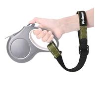 PetBonus Short Dog Lead, Safety Wrist Strap for Retractable Dog Lead, Reflective Design and Adjustable Soft Padded Handle, Extra Layer Security for Pet Stroller (Army Green)