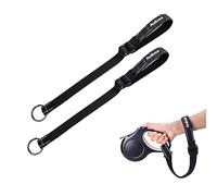 PetBonus Short Dog Lead, Safety Wrist Strap for Retractable Dog Lead, Reflective Design and Adjustable Soft Padded Handle, Extra Layer Security for Pet Stroller (Black, Black)