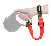 PetBonus Short Dog Lead, Safety Wrist Strap for Retractable Dog Lead, Reflective Design and Adjustable Soft Padded Handle, Extra Layer Security for Pet Stroller (Khaki Green)