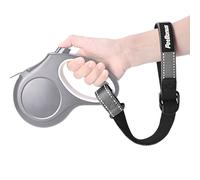 PetBonus Short Dog Lead, Safety Wrist Strap for Retractable Dog Lead, Reflective Design and Adjustable Soft Padded Handle, Extra Layer Security for Pet Stroller (Grey)