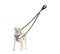 PetBonus Two Point Control Dog Lead, Works with No Pull Harnesses, No Tangle Training Leads, Soft Padded and Reflective Walking Lead, Converts to Single Lead for Medium Large Dogs (Khaki Green)