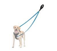 PetBonus Two Point Control Dog Lead, Works with No Pull Harnesses, No Tangle Training Leads, Soft Padded and Reflective Walking Lead, Converts to Single Lead for Medium Large Dogs (Light Blue)