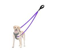 PetBonus Two Point Control Dog Lead, Works with No Pull Harnesses, No Tangle Training Leads, Soft Padded and Reflective Walking Lead, Converts to Single Lead for Medium Large Dogs (Purple)