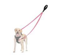 PetBonus Two Point Control Dog Lead, Works with No Pull Harnesses, No Tangle Training Leads, Soft Padded and Reflective Walking Lead, Converts to Single Lead for Medium Large Dogs (Pink)