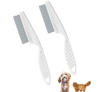 PetBuds Flea Comb for Dogs and Cats, Dog Hair Comb Grooming Tool for Removing Tear Stains, Fleas, Dandruff, Lice (Flea Comb, 2, count)