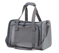 PetBuds Pet Carrier Bag, Soft Sided Foldable Cat/Dog/Pet Carrier Bag With Shoulder Strap & Multi-Layer Removable Mat, Airline Approved Durable Cat Basket (Grey, 40×25×25)