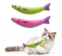 PetBusy Interactive Cat Toys with [5000mg A+ Organic Catnip] [Baby Grade] Soft Chew Kicker Cat Toys for Indoor Cats & Kittens, Crinkle &Rattle Fish Sound Toy, Drives Bored Cats Crazy with Fun,2 Pack