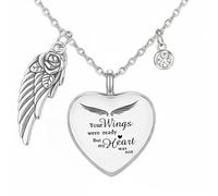 petbye Urn Necklace for Ashes, Chain Ash Pendant Animal Urn, Stainless Steel Cylinder Full Iridescent Spectral (7th Wings of Memory, Silver)