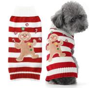 PETCARE Christmas Pet Dog Sweater Holiday Classic ugly Apparel Jumper For Small Medium Dogs,Gingerbread man Winter Warm Puppy Cat Dog Clothes Knitwear (Red Striped Gingerbread man, S)