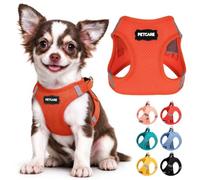 PETCARE Small Dog Harness Easy Walk Step in Dog Harness All Weather Soft Breathable Mesh Puppy Harnesses Reflective Adjustable Harnesses for Chihuahua Yorkie Dachshund French Bulldog (Red, M)