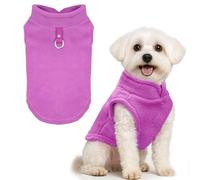 PETCARE Small Dog Sweater Cat Fleece Vest Soft Dog Jacket with Leash O-Ring Winter Warm Pet Pullover Coat Puppy Clothes for Small Dogs Cats (Purple, M (Suggest 6-12 lbs))