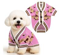 PETCARE Small Dog Sweater Cute Bear Dog Cardigan Coat Clothes for Small Medium Dogs Boy Girl Cat Sweaters Clothes for Cats Only Soft Warm Fall Winter Puppy Knitted Outfits Chihuahua Shih Tzu, Pink