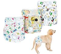 PetCellence Dog Nappies Female Large - 3 Pack Washable Dog Diapers with 3 Sewn Absorbent Microfibre Layers for Pet, Puppy - Adjustable Bands & Buttons - Quick Drying Dog Heat Pants