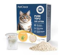 Petclear Pure Tofu Cat Litter, Ultra-Absorbent, Quickly Clumping, Maximum Odour Control, Flushable, Direct to Toliet, Biodegradable, Free Dust, 2 x 2.4 kg (Unscented)