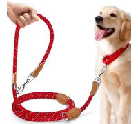 PETCOOZ Training Lead for Dogs, 3M/9.8ft Adjustable Double Ended Dog Lead for Medium Large Dogs, Professional Reflective Stop Pulling Control Leash, Hands Free Dog Leads for Running Walking, Red