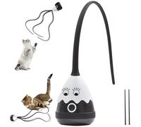 Petcronies Cat Wand Toy, Automatic Silicone Tail Teaser Toy 2 in 1, Electronic Interactive Cat Toy for Indoor Cats, Rechargeable Exercise Toy for Kitten-Black