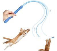 Petcronies Mice Tail Silicone Teaser Cat Wand Toy, Swing Tail Interactive for Bored Indoor Cats and Kittens | Easy to Clean | Non-Toxic and Odorless | Ergonomic Grip - Blue