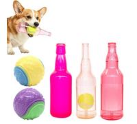 PETCUTE 5PCS Squeaky Bottle Dog Toy,Dog Toys for Aggressive Chewers,Durable Squeaky Toys for Large/Medium/Small Dogs,Interactive Dog Ball Toy to Keep Them Busy Crunchnplay