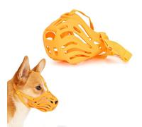 PETCUTE Adjustable Dog Basket Muzzle, Breathable Anti-Biting Muzzle for Small Medium Dogs, Allows Panting Drinking, Ideal for Training Walking Grooming,Orange,#3
