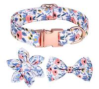 PETCUTE Adjustable Dog Collar,Cute Dog Cat Collar,Dog Collars with Metal Quick Release Buckle,Breathable Pet Collar for Puppy Small Medium Dogs Cats,Dog Collar Harness with Flower & Bow tie