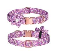 PETCUTE Adjustable Dog Collar,Cute Dog Cat Collar,Dog Collars with Metal Quick Release Buckle,Breathable Pet Collar for Puppy Small Medium Dogs Cats,Dog Collar Harness with Flower & Bow tie