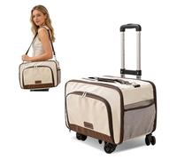 PETCUTE Airline Approved Cat Carrier with Wheels,3-in-1 Expandable Pet Carrier for Cats,Small Dogs,Soft-Sided Puppy Carriers with Shoulder Strap & Removable Mat,For Travel