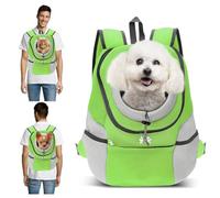 PETCUTE Breathable Pet Carrier Backpack for Small Dogs Cat Up to 6.8KG,Hands-Free Pet Travel Bag with Head-Out Design and Waterproof Bottom,Adjustable Cat Backpack for Hiking & Travel,Green,M