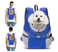 PETCUTE Breathable Pet Carrier Backpack for Small Dogs Cat Up to 6.8KG,Hands-Free Pet Travel Bag with Head-Out Design and Waterproof Bottom,Adjustable Cat Backpack for Hiking & Travel,Blue,L