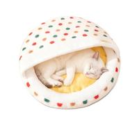 PETCUTE Calming Cat Beds,Fluffy Plush Puppy Cushion,Small Dog Cave Beds with Anti-Slip Bottom,Indoor Cat Sleeping Bag, Soft Warm Pet Cave Bed for Indoor Cats,S