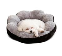 PETCUTE Calming Dog Cat Donut Bed,Washable Dog Bed, Cute Flower Shape Cat Beds for Indoor Cats,Fluffy Anti Anxiety Puppy Kitten Beds with Non-lip Bottom,for Bedroom Living Room,Gray+Black,L