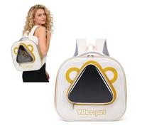 PETCUTE Cat Backpack Carrier, Breathable Pet Backpack for Small Dogs Cats, Portable Pet Carrier Bag with Transparent Window, Space Capsule Dog Travel Bag for Hiking, Walking, Outdoor Use,Khaki