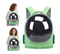 PETCUTE Cat Backpack Carrier, Large Cat Bubble Backpack Fits Up to 11 lbs,Breathable Foldable Backpacks for Cats Kitten Small Puppy, Airline Approved Pet Travel Carrier with Safety Hook,Green