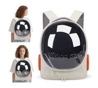 PETCUTE Cat Backpack Carrier, Large Cat Bubble Backpack Fits Up to 11 lbs,Breathable Foldable Backpacks for Cats Kitten Small Puppy, Airline Approved Pet Travel Carrier with Safety Hook,White