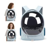 PETCUTE Cat Backpack Carrier, Large Cat Bubble Backpack Fits Up to 11 lbs,Breathable Foldable Backpacks for Cats Kitten Small Puppy, Airline Approved Pet Travel Carrier with Safety Hook,Blue