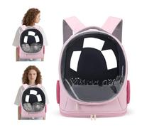 PETCUTE Cat Backpack Carrier, Large Cat Bubble Backpack Fits Up to 11 lbs,Breathable Foldable Backpacks for Cats Kitten Small Puppy, Airline Approved Pet Travel Carrier with Safety Hook,Pink