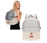 PETCUTE Cat Backpack Expandable, Breathable Mesh Pet Carrier Backpack for Small Dogs Cats Rabbits, Portable Foldable Dog Rucksack with Removable Mat,Inner Safety Hook for Travel Hiking Camping